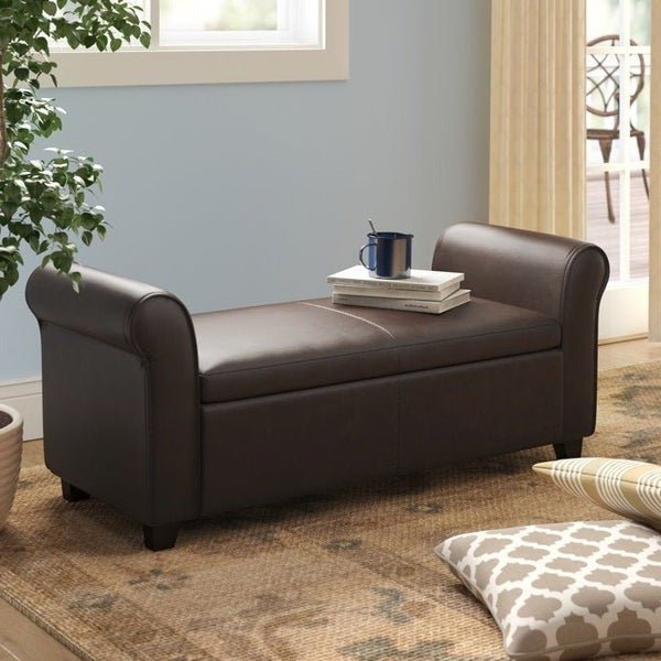 Lanson 2 Seater Leatherette Bench With Storage - Brown - Torque India